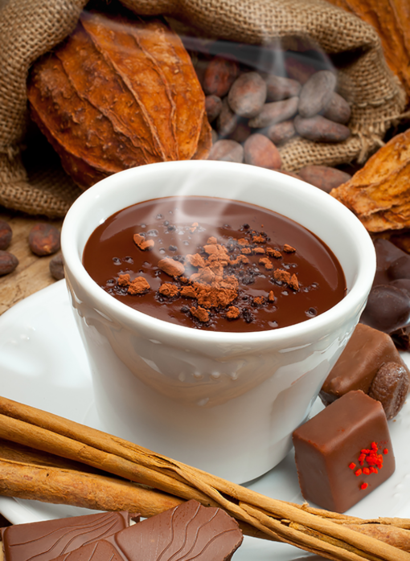 Steaming cup of chocolate.
